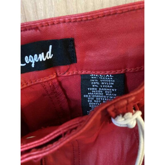 Legend | Red Vegan Leather High Waist Flare Pants | XL - Picture 4 of 5